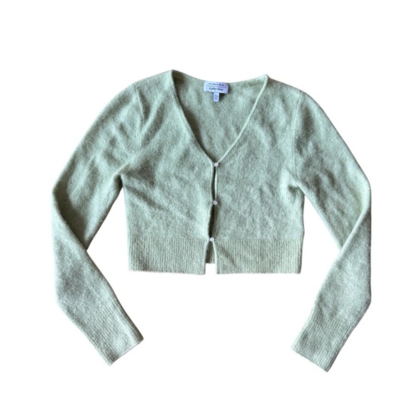 & Other Stories EUR Medium Green Cardigan Sweater Crop Button Down Alpaca Wool - Picture 2 of 8